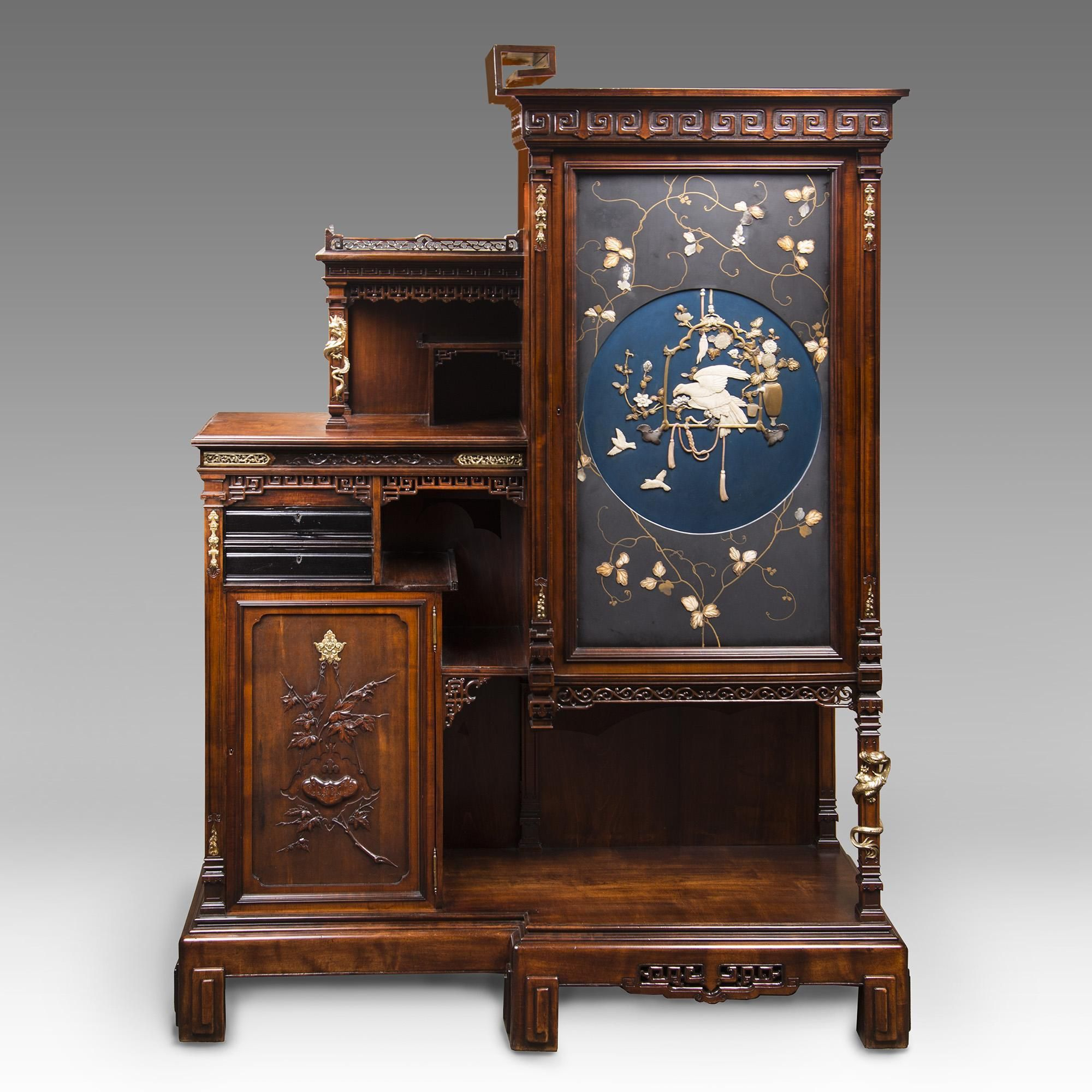 1890s Rare French Gabriel Viardot Cabinet In The Japonaise Manner regarding proportions 2000 X 2000