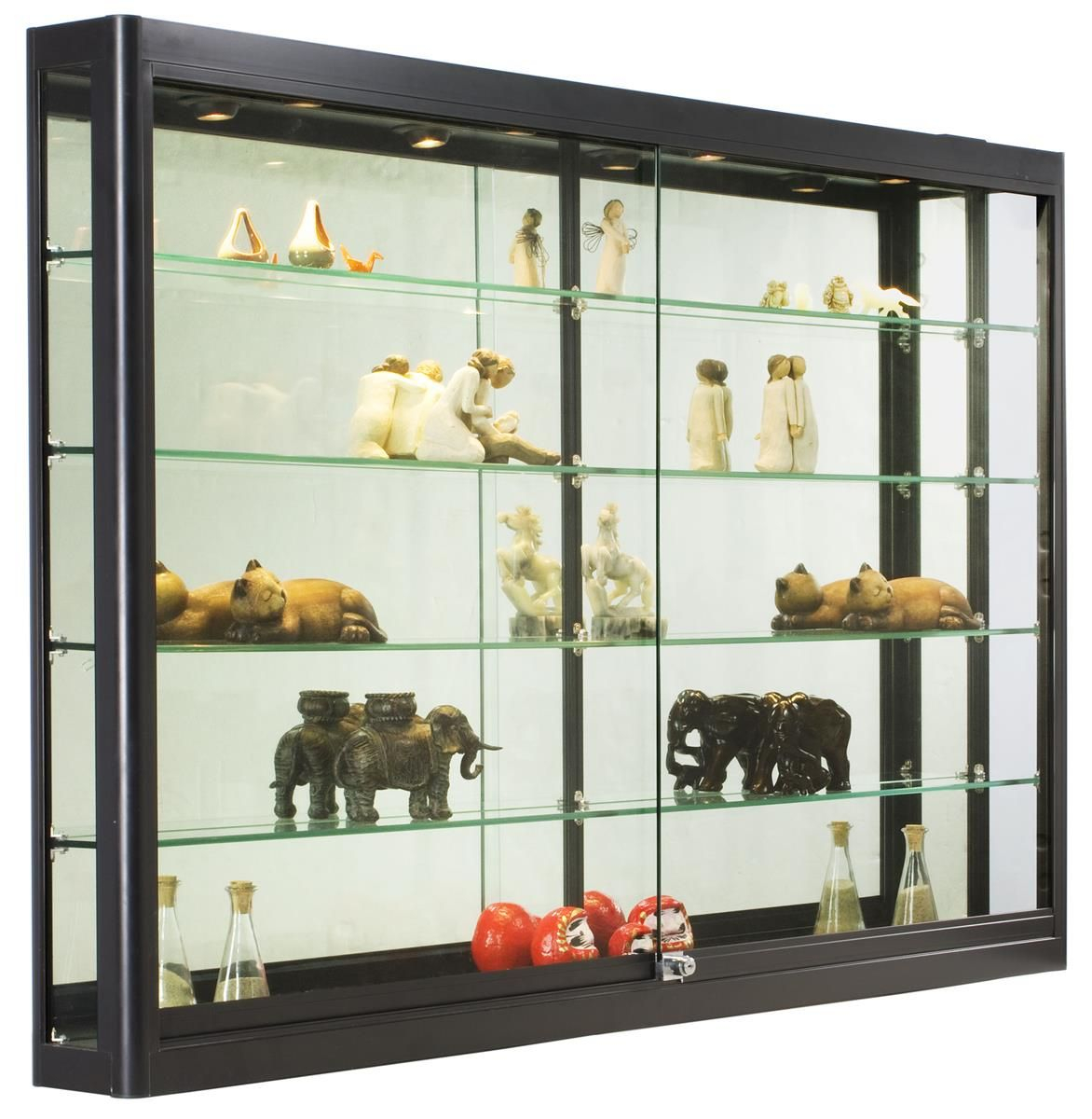 5ft Wall Mounted Display Case W4 Top Halogen Lights Mirror Back intended for measurements 1172 X 1200