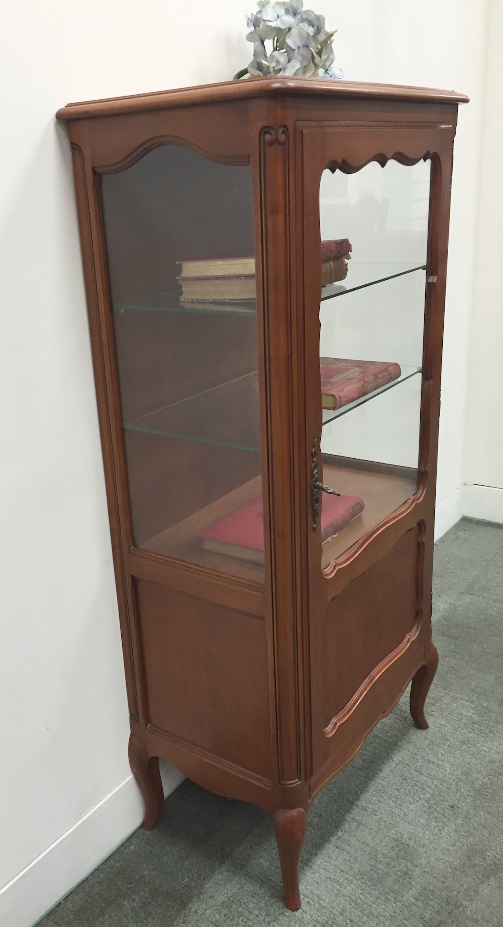 A French Vintage Cherrywood Vitrine Or Display Cabinet L114 for sizing 1600 X 2947