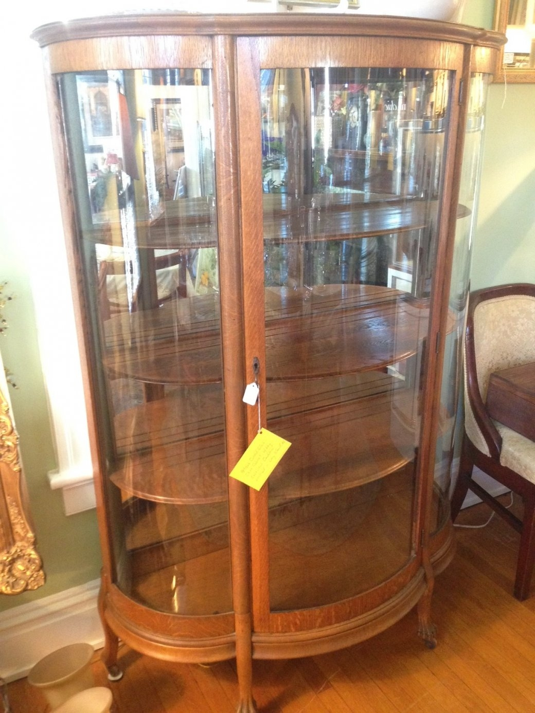 Antique Oak Curio Cabinet With Curved Glass Imanisr For Vintage with regard to dimensions 1040 X 1387