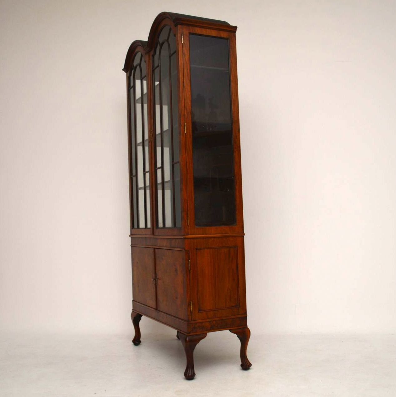 Antique Queen Anne Style Burr Walnut Display Cabinet Marylebone in measurements 1268 X 1269