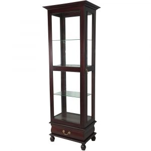 Antique Style Mahogany Wood Glass Display Cabinet With Drawer throughout measurements 1000 X 1000