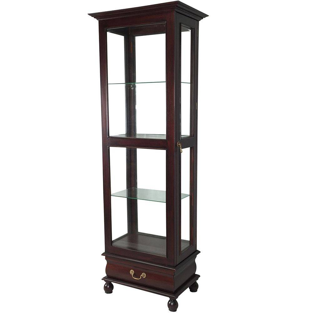 Antique Style Mahogany Wood Glass Display Cabinet With Drawer with regard to dimensions 1000 X 1000