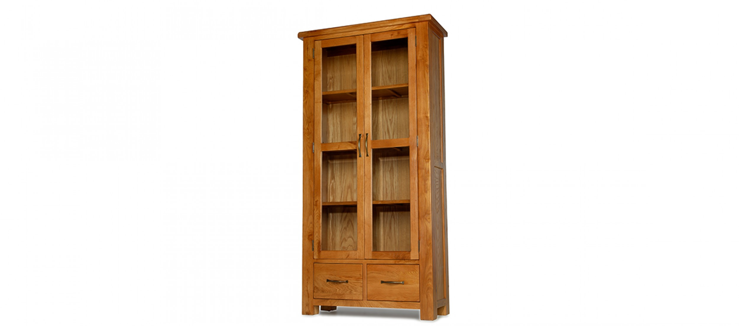 Barham Oak Glazed Display Cabinet Quercus Living intended for size 2500 X 1103