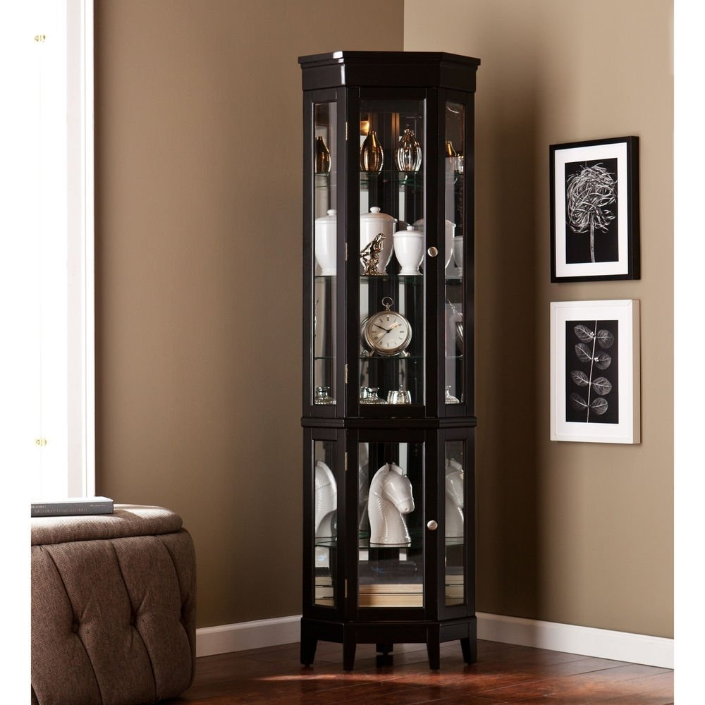 Black Glass Corner Display Cabinet 72 With Black Glass Corner In for measurements 1000 X 1000