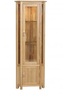 Bryer Oak Corner Display Cabinet with measurements 1440 X 2153