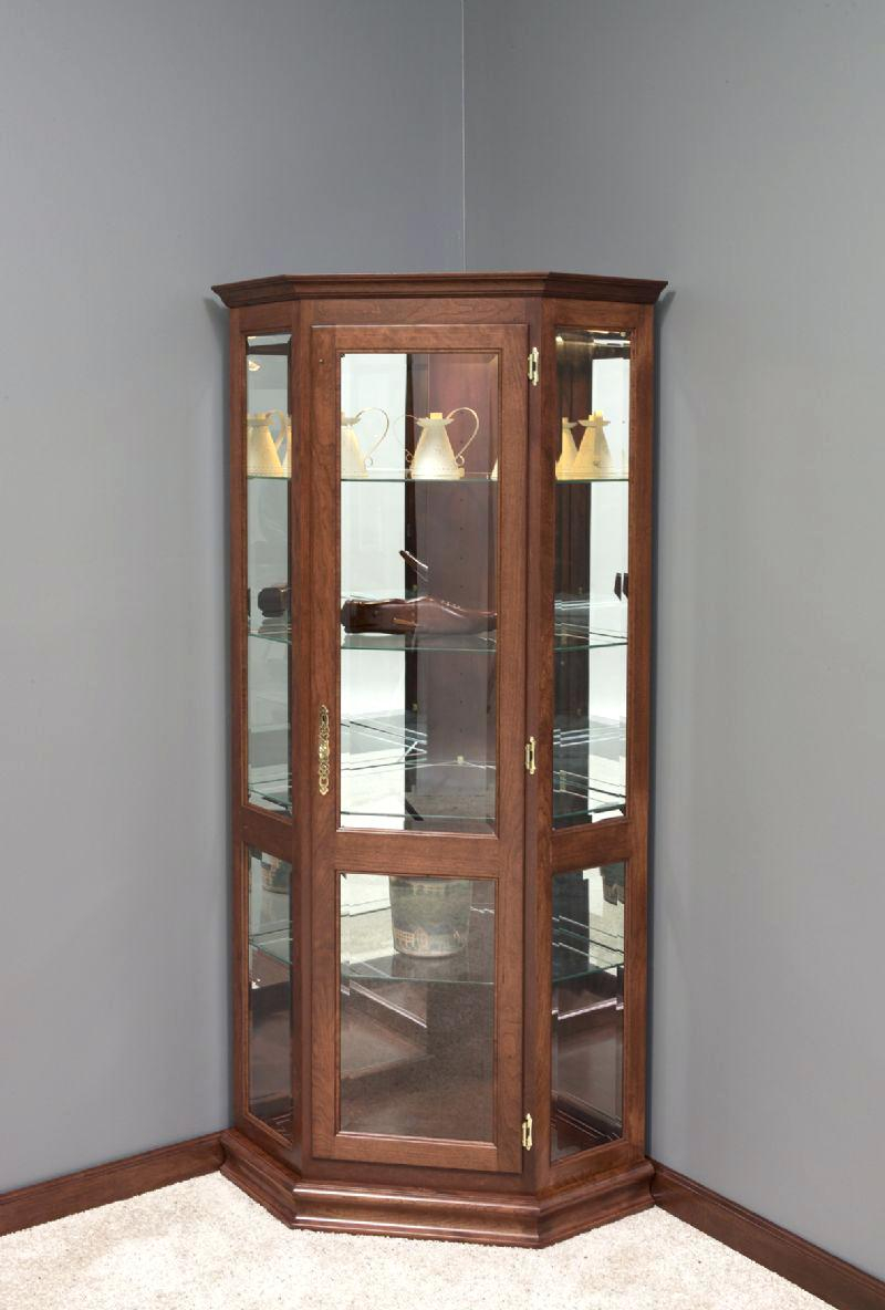 Corner Lighted Curio Cabinet Mahogany Southern Enterprises Sei regarding size 800 X 1184