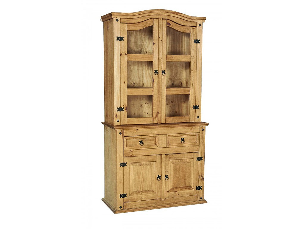 Corona Distressed Light Waxed Pine Display Cabinet intended for sizing 1024 X 768