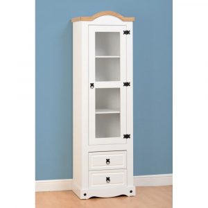 Corona White 1 Door 2 Drawer Glass Display Unit intended for sizing 1000 X 1000