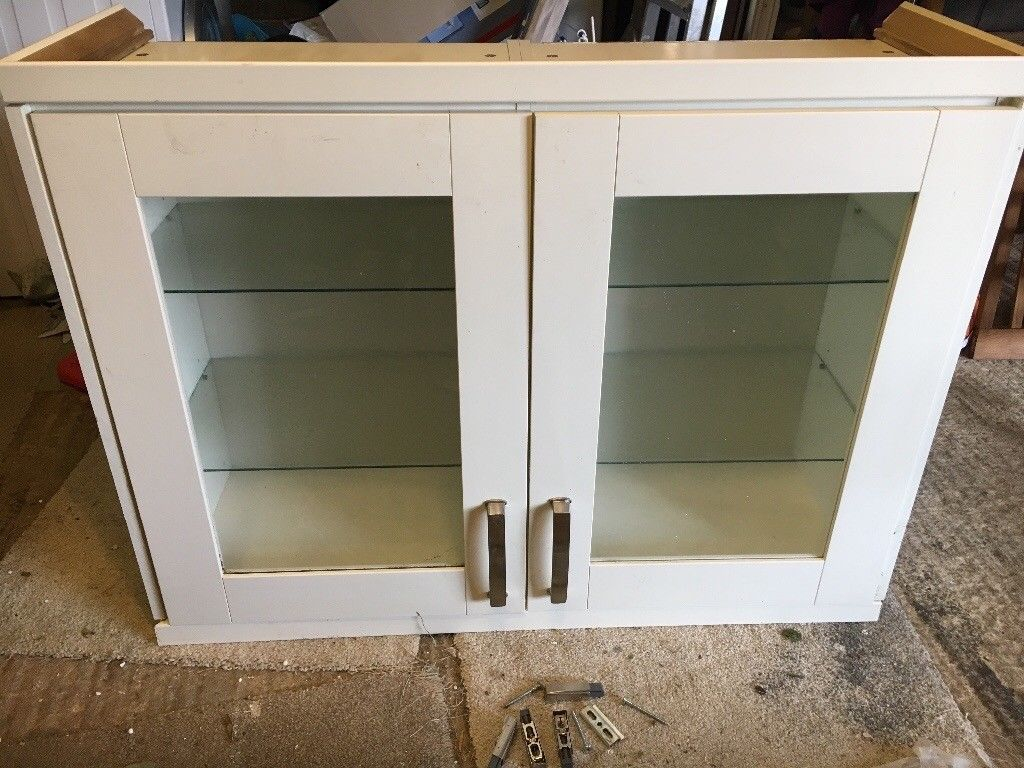 Cream Glass Fronted Homebase Kitchen Display Cabinet With Soft Close within size 1024 X 768