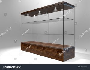 Empty Rectangular Glass Display Cabinet Wooden Stock Illustration in dimensions 1500 X 1161