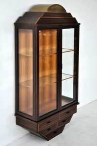 Exotic Rosewood And Brass Wall Hanging Curio Cabinet Modern with regard to proportions 850 X 1280