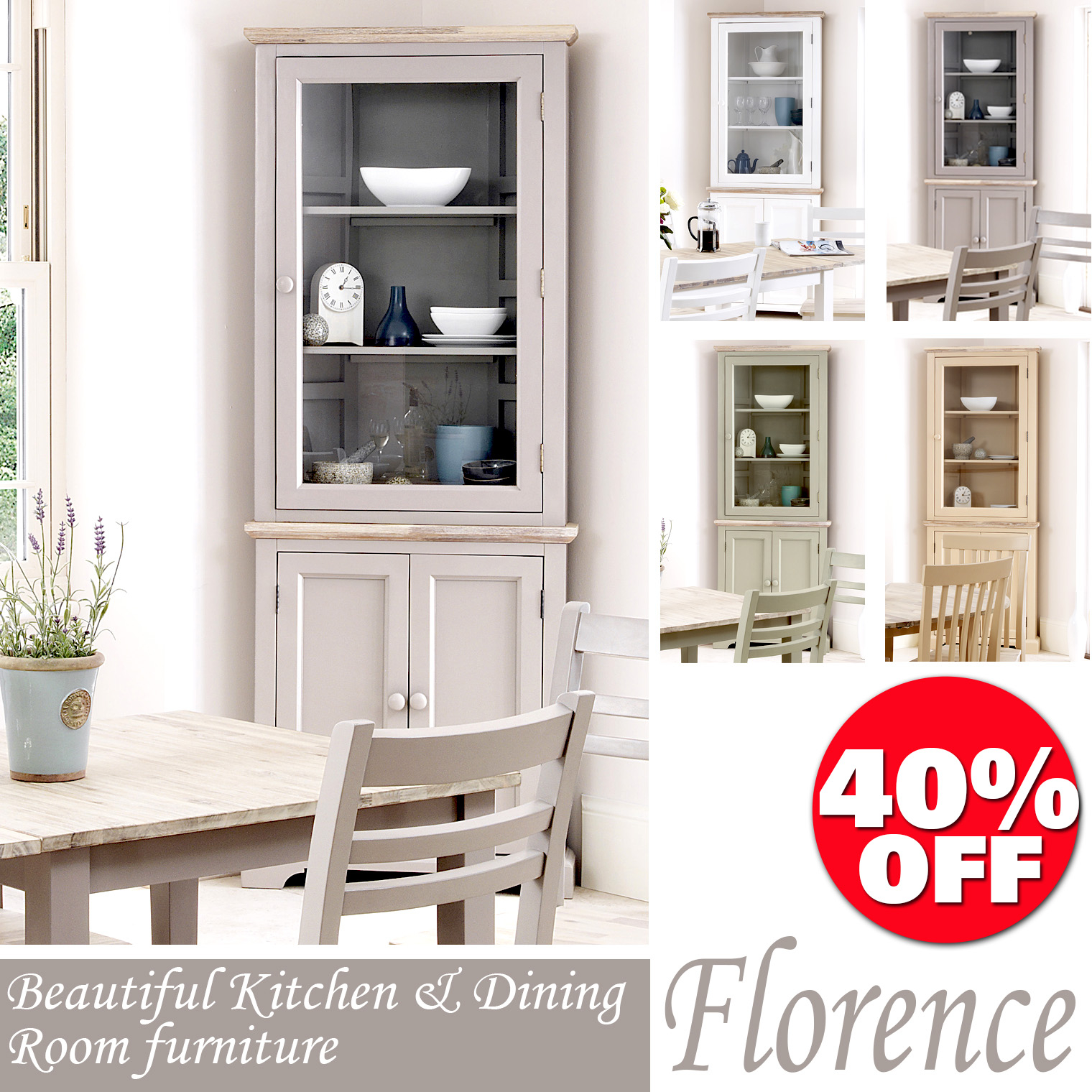 Florence Glass Corner Cabinet Glass Kitchen Dresser Colour Choice intended for proportions 1520 X 1520