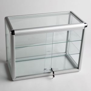 Glass Counter Top Aluminum Frame Locking Jewelry Display Case W 2 in size 1200 X 1200