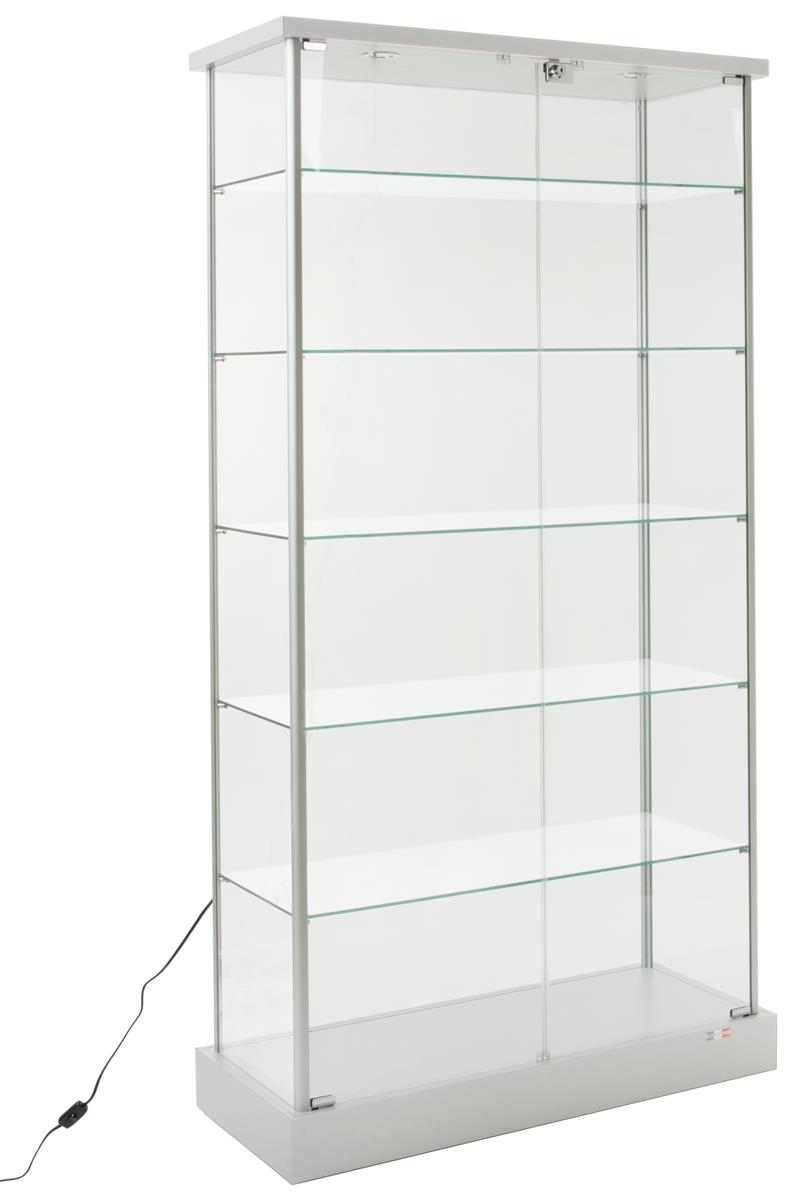 Glass Display Cabinet 4 Hidden Casters 2 Led Lights for size 792 X 1200