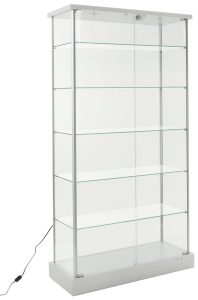 Glass Display Cabinet 4 Hidden Casters 2 Led Lights pertaining to proportions 792 X 1200