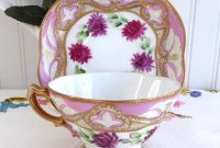 Gorgeous Nippon Japonisme Teacup Hand Painted Pink Gold Beading with dimensions 1005 X 1024