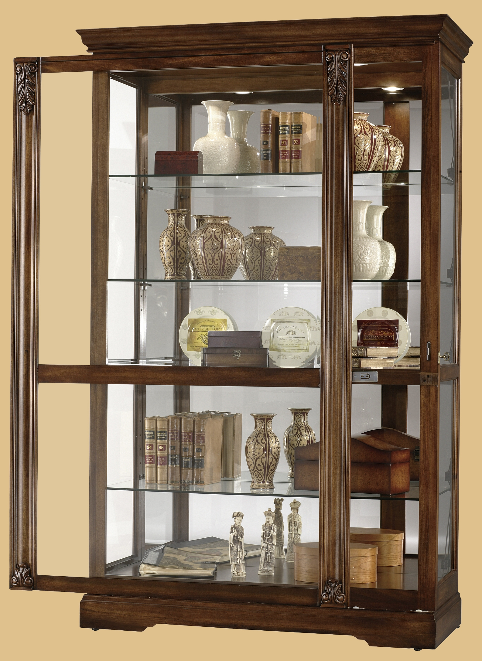 Howard Miller Ramsdell Walnut Curio Display Cabinet 680 473 within sizing 1587 X 2177
