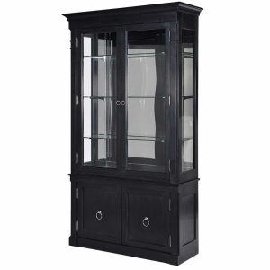 Kensington Modern Black 2 Door Display Cabinet With Glass Shelves pertaining to dimensions 1500 X 1500