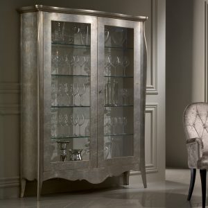 Luxury Champagne Leaf Double Door Display Cabinet Juliettes Interiors with regard to size 1000 X 1000