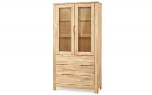 Lyon Display Cabinet 2 Doors 3 Drawers Solid Oak within sizing 3000 X 1875