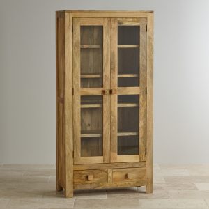 Mantis Light Natural Solid Mango Glass Front Display Cabinet in proportions 1800 X 1800