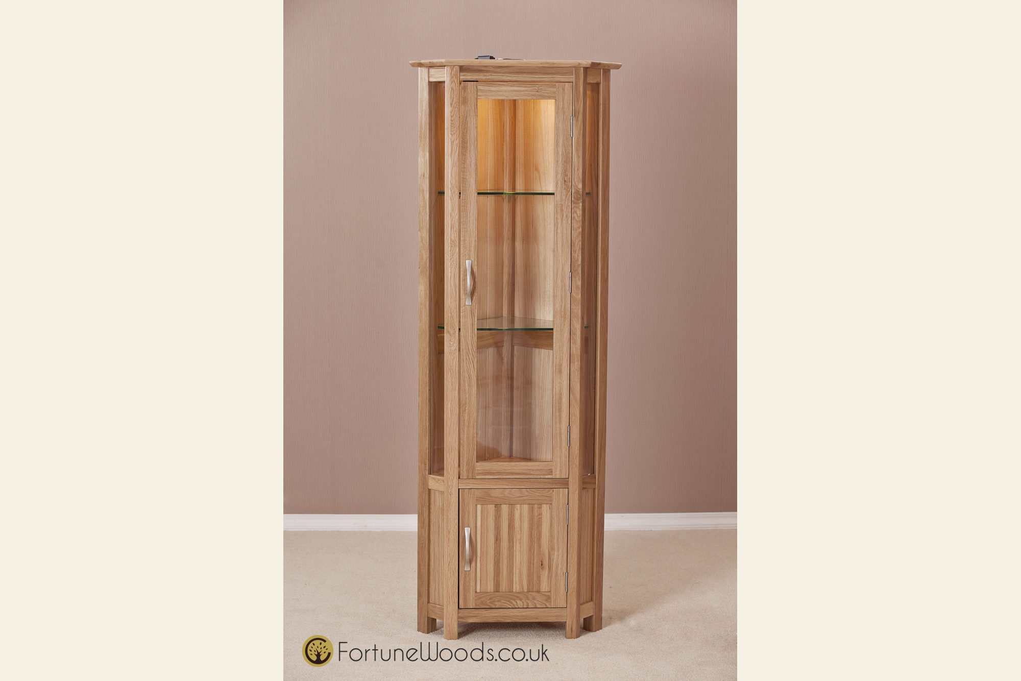 Milano Corner Oak Display Cabinet At Fortune Woods throughout size 2000 X 1334