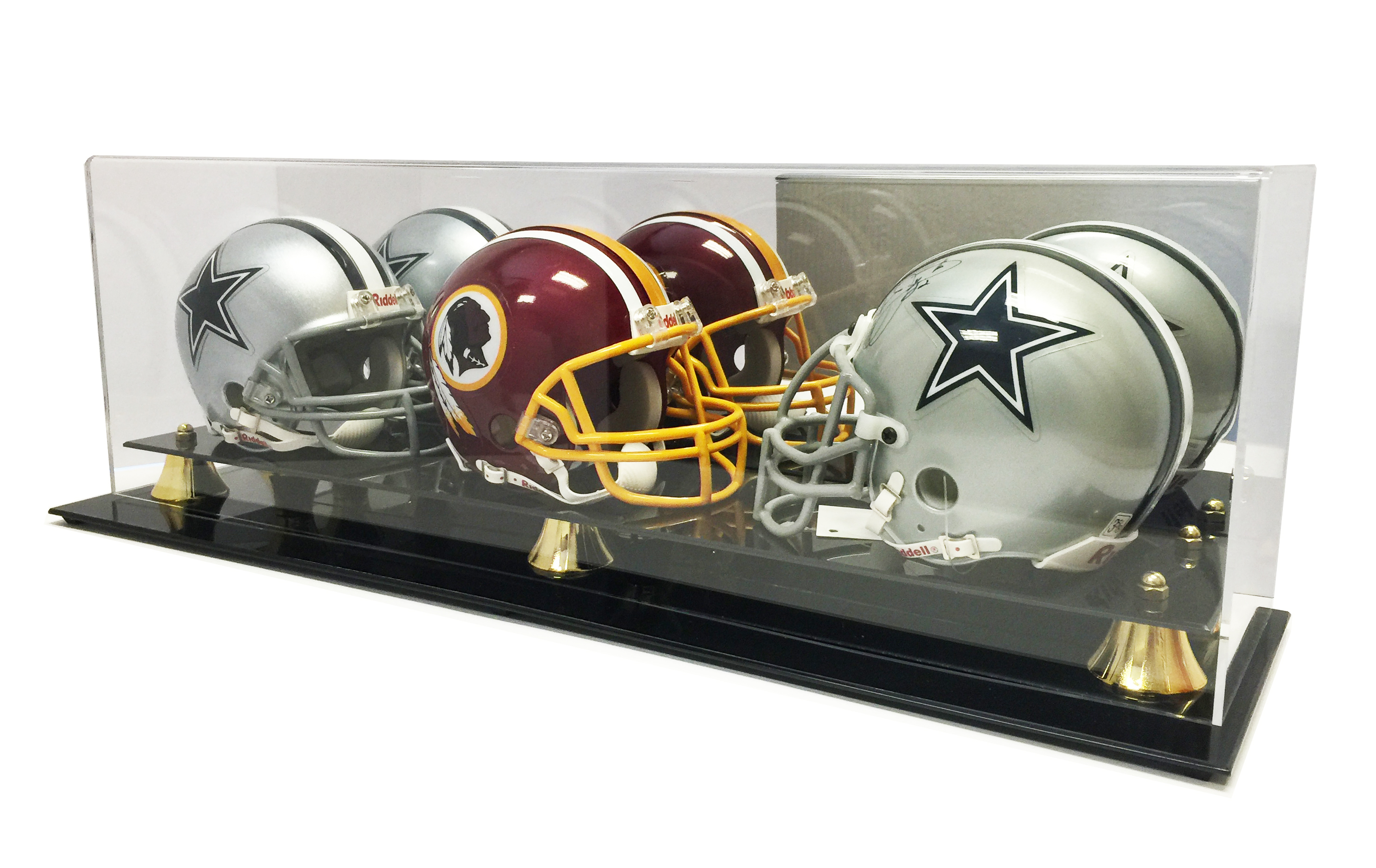 New Triple Football Mini Helmet Display Case With Mirror Back And in proportions 2967 X 1872