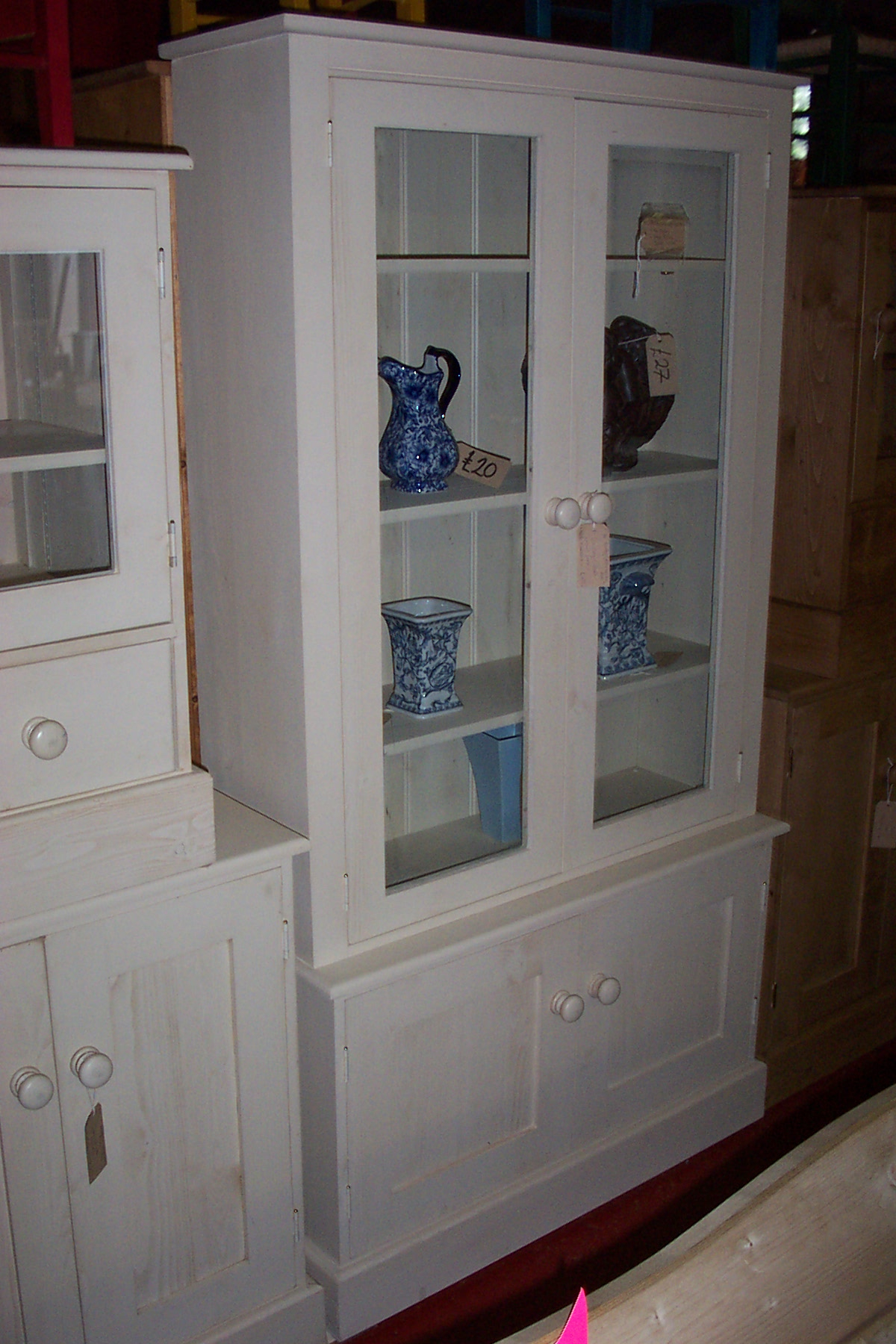 Painted Shaker 3ft6 Glazed Display Cabinet The Pinehouse Company within proportions 1200 X 1800