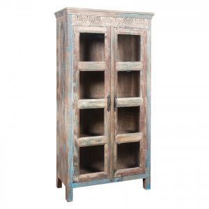 Rustic Tall Wood Distressed Cabinet With Glass Doors Of Wondrous For with sizing 2720 X 2720