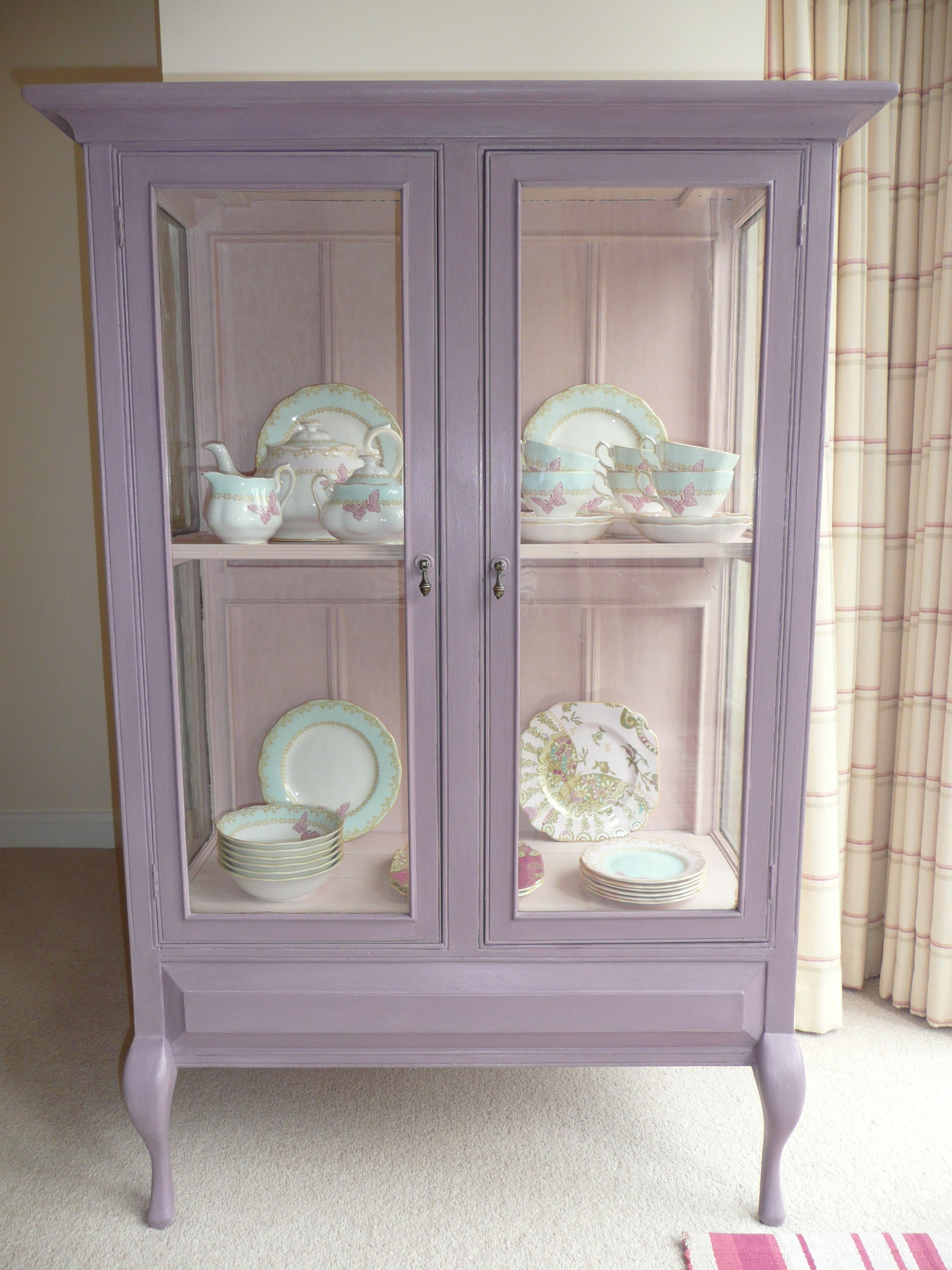 Shab Chic Vintage Glass Display Cabinet Painted With Annie Sloan with proportions 2304 X 3072