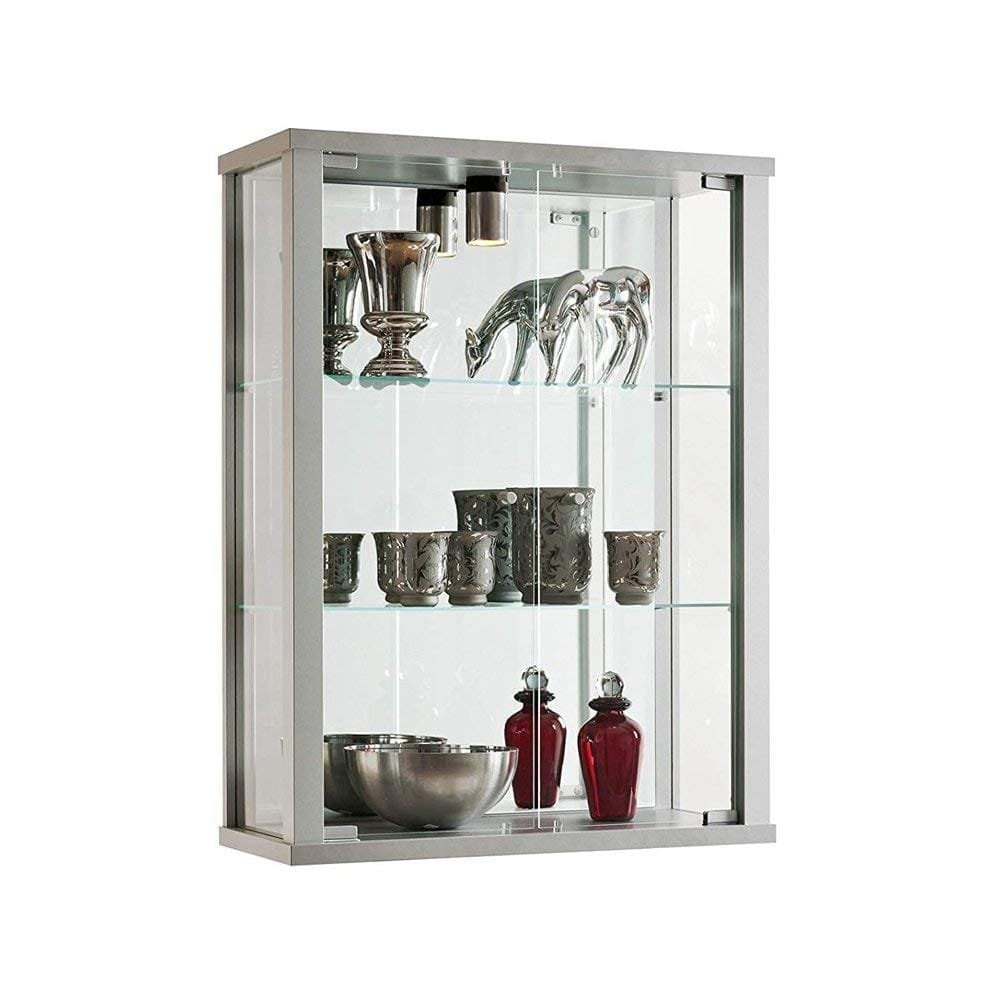 Silver Wall Mounted Lockable Glass Cabinet With 1 Light Displaysense in dimensions 1000 X 1000