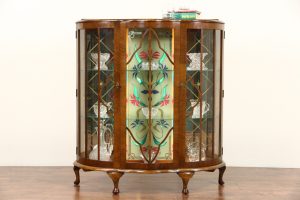 Sold English Art Deco 1930s Vintage Curio Display Cabinet in measurements 1732 X 1154