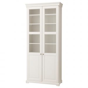 Tall White Wooden Cabinet With Double Glass Doors And Racks Of pertaining to dimensions 2000 X 2000