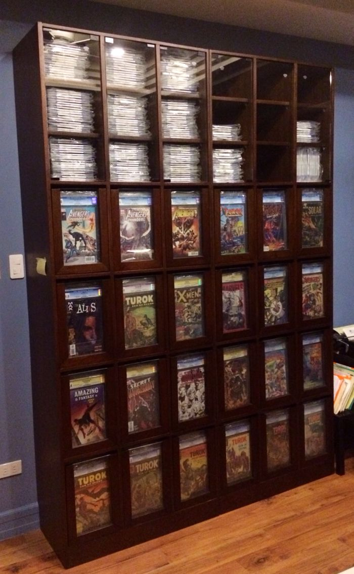 This Is A Full View Of My Custom Cgc Comic Storage Display Cabinet within sizing 700 X 1136