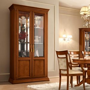 Treviso Ornate Cherry Wood 2 Door Glass Display Cabinet F D within measurements 1024 X 1024