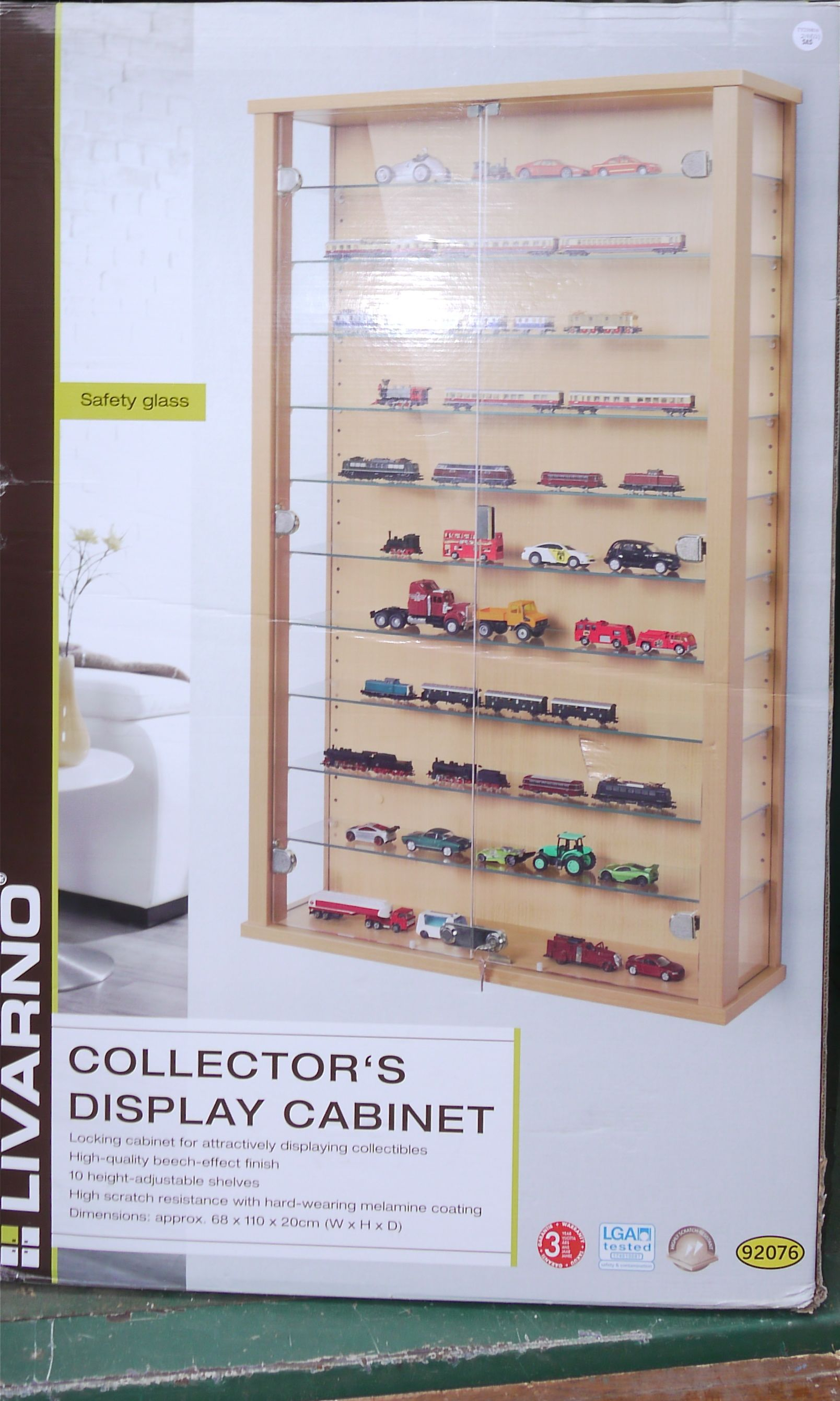 Two Livarno Collectors Display Cabinets 10 Glass Shelves Wooden with regard to dimensions 1608 X 2681