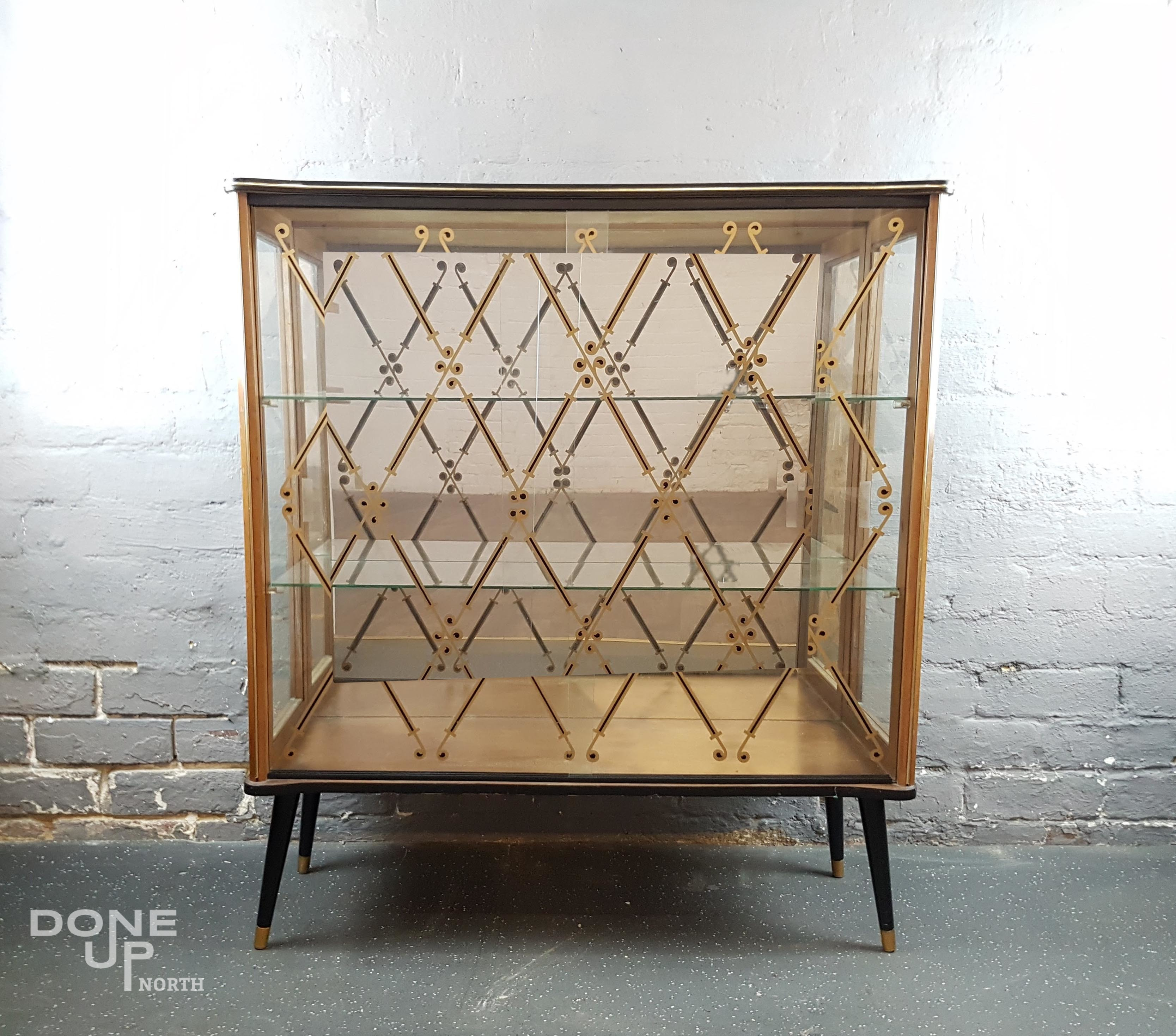 Vintage 1950s Glass Teak Display Cabinet Vinterior with measurements 3335 X 2939