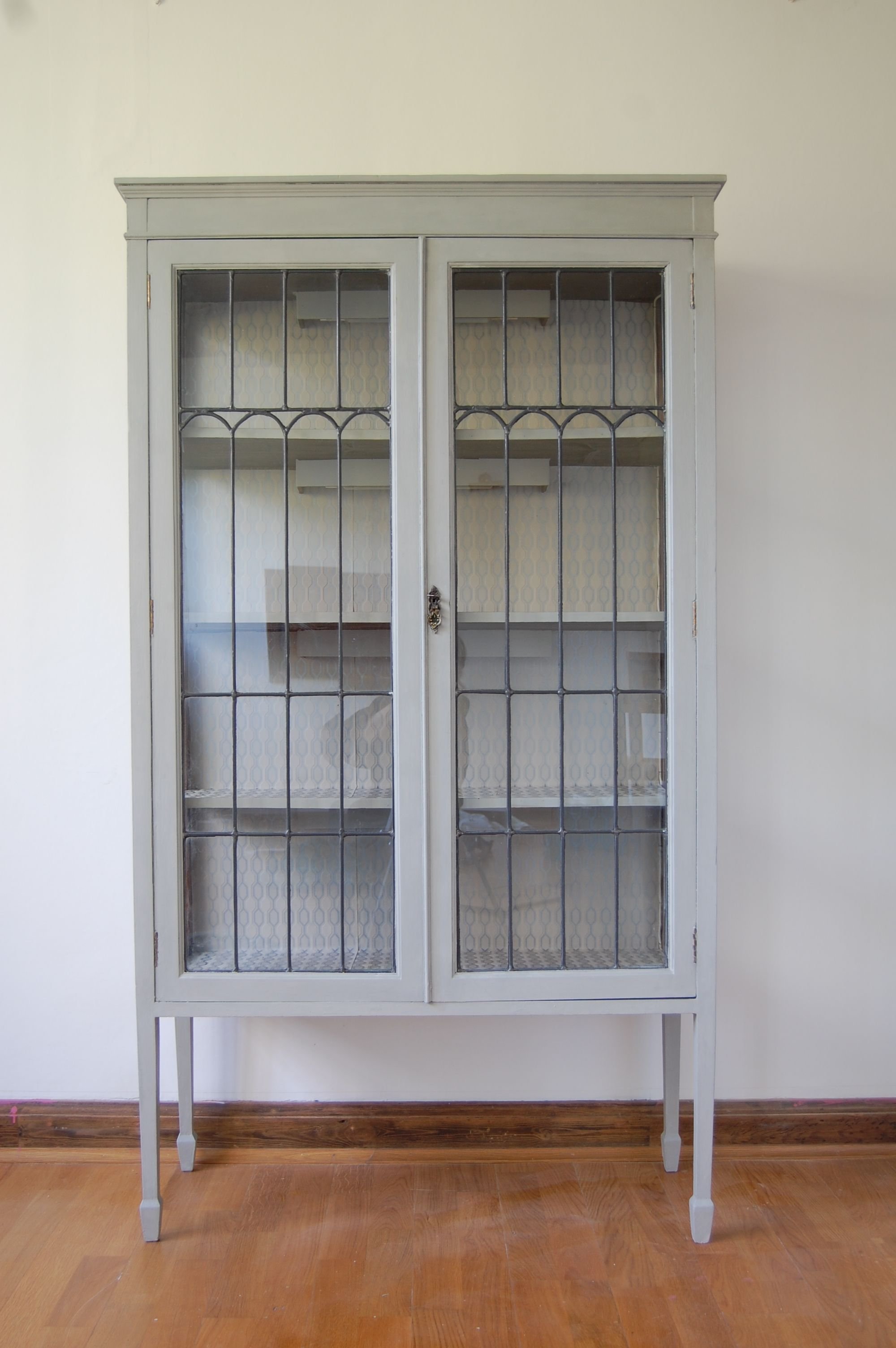 White Painted Wooden Display Cabinet Come With Clear Glass Door And with size 2000 X 3008