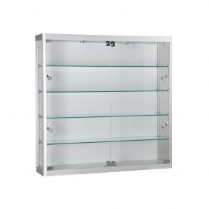 White Wall Mounted Display Cabinet With Glass Doors Square Shaped Of regarding sizing 1024 X 1024