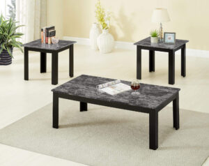 3 Piece Black Faux Marble Coffee And End Table Set regarding proportions 1934 X 1536