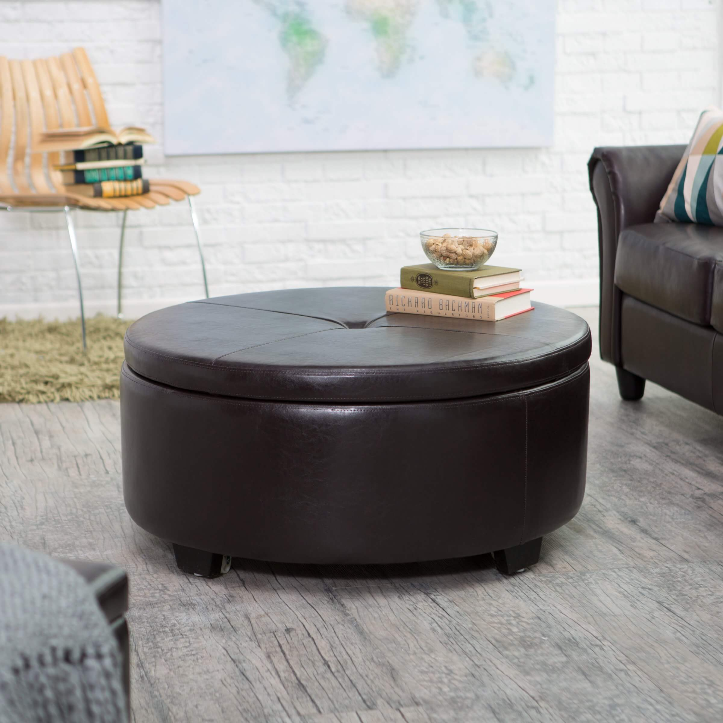 36 Top Brown Leather Ottoman Coffee Tables for size 2400 X 2400