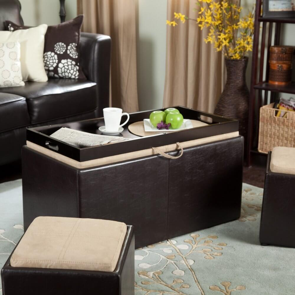 36 Top Brown Leather Ottoman Coffee Tables inside size 1000 X 1000