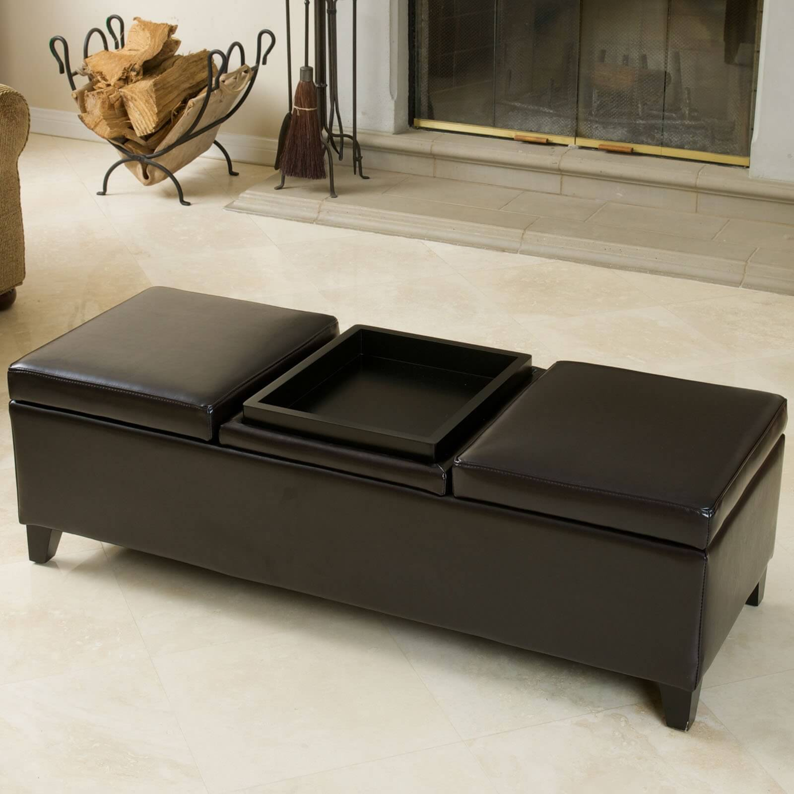 36 Top Brown Leather Ottoman Coffee Tables intended for proportions 1600 X 1600