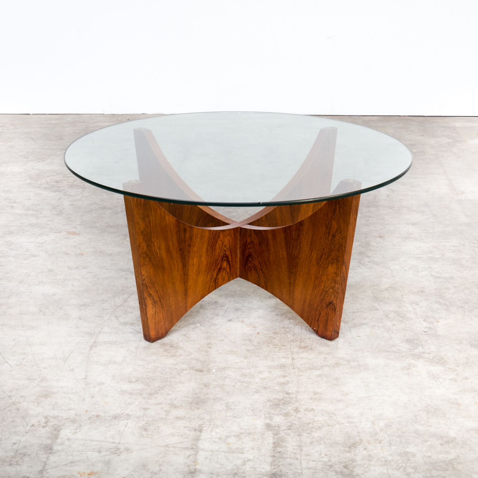 70s Round Wood Framed Coffee Table With Glass Table Top Barbmama regarding proportions 1538 X 1538