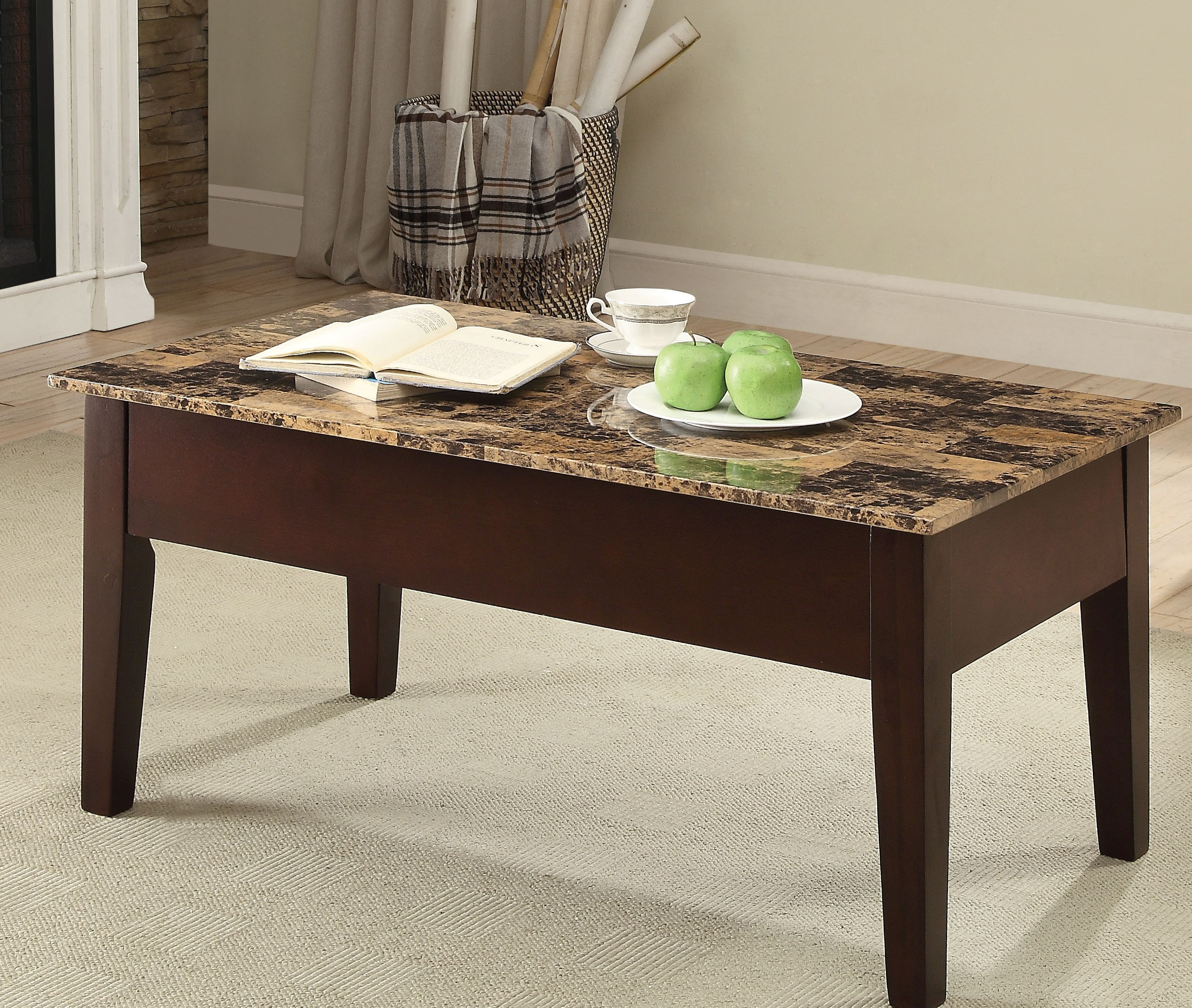 Acme Furniture Finely Ii Faux Marble Coffee Table With Lift Top pertaining to size 2477 X 2094