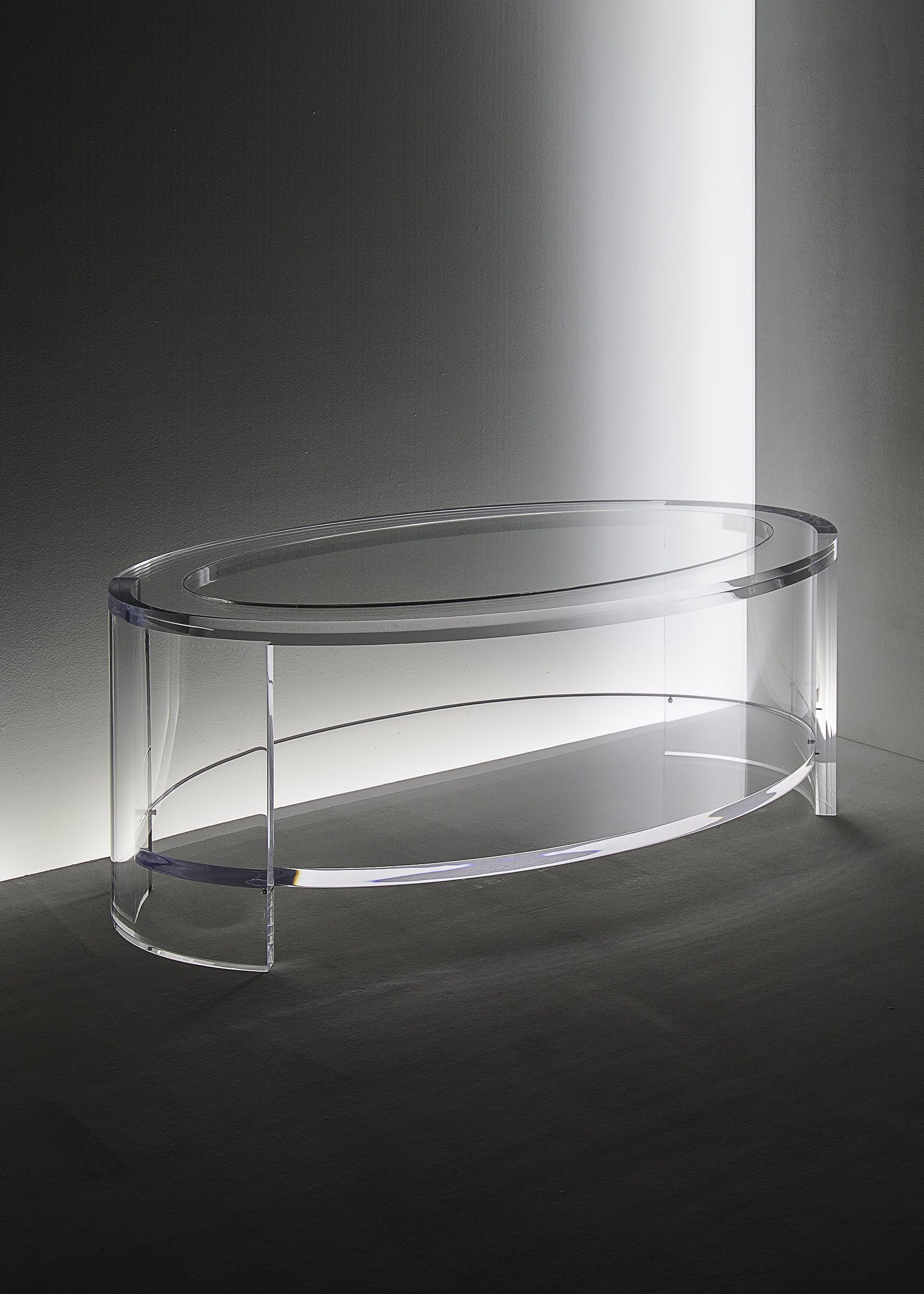 Acrylic Eclipse Oval Coffee Table In Acrylic And Glass With Lower throughout dimensions 1781 X 2493
