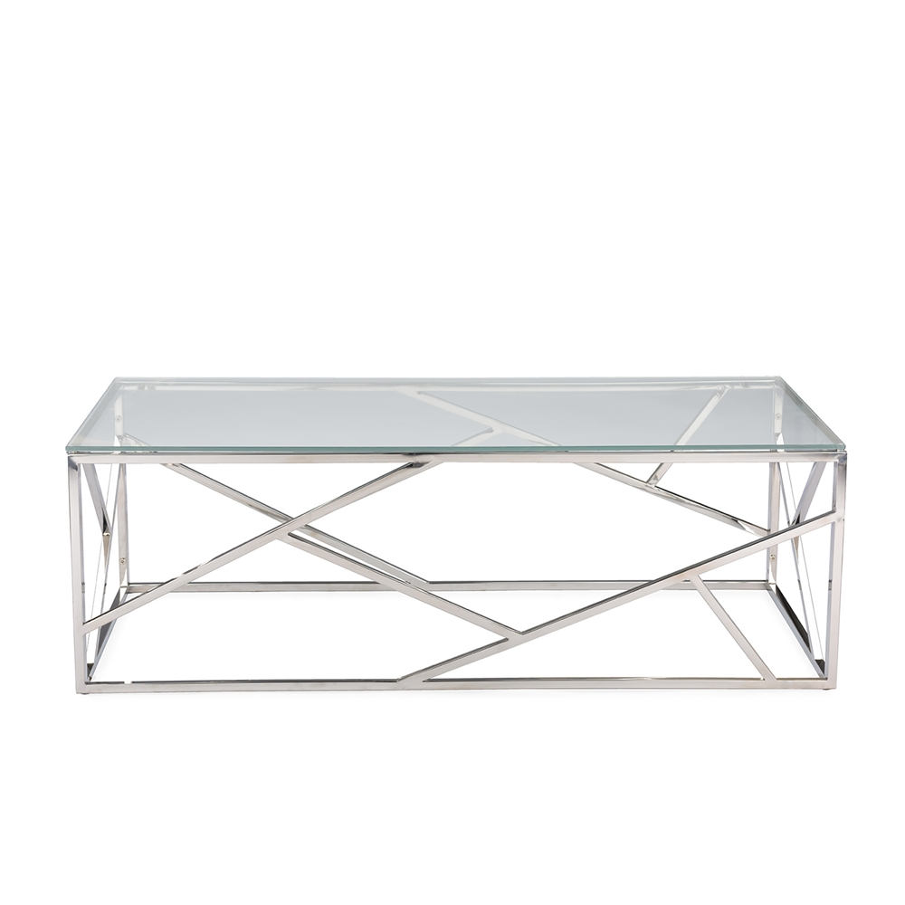 Aero Chrome Glass Coffee Table Modern Furniture Brickell Collection with measurements 1000 X 1000