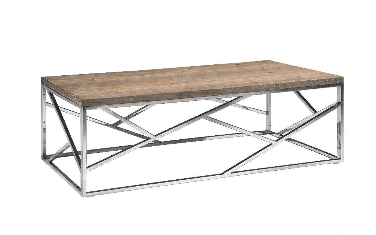 Aero Chrome Wood Coffee Table Modern Furniture Brickell Collection regarding proportions 1200 X 752
