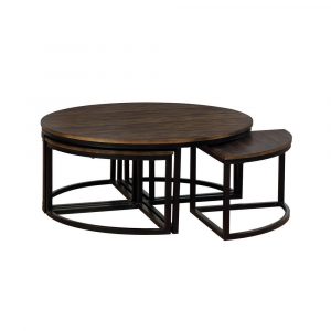 Alaterre Furniture Arcadia Antiqued Mocha 42 In Acacia Wood Round in dimensions 1000 X 1000